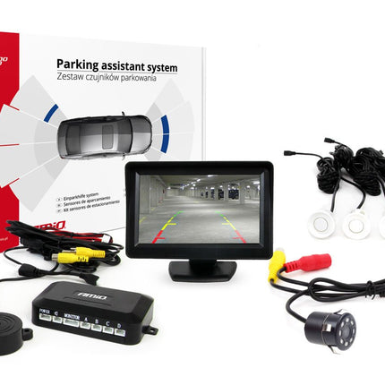 AMiO Parkeerhulpsysteem TFT01 43" met HD-307-IR 4 sensoren wit - VCTparts.nl