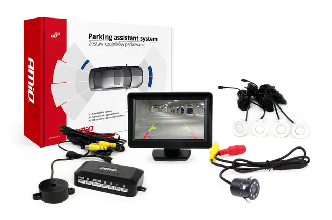 AMiO Parkeerhulpsysteem TFT01 43" met HD-307-IR 4 sensoren wit - VCTparts.nl