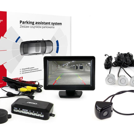 AMiO Parkeerhulpsysteem TFT01 43" met HD-310 4 sensoren zilver - VCTparts.nl