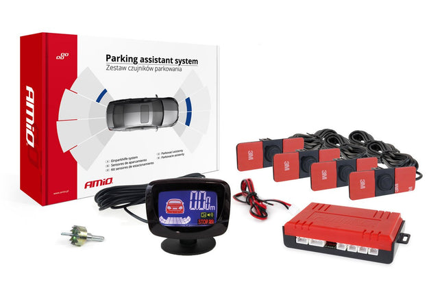 AMiO Parkeerhulpsysteem LED-GRAF 4 sensor zwart binnenmontage 165mm - VCTparts.nl