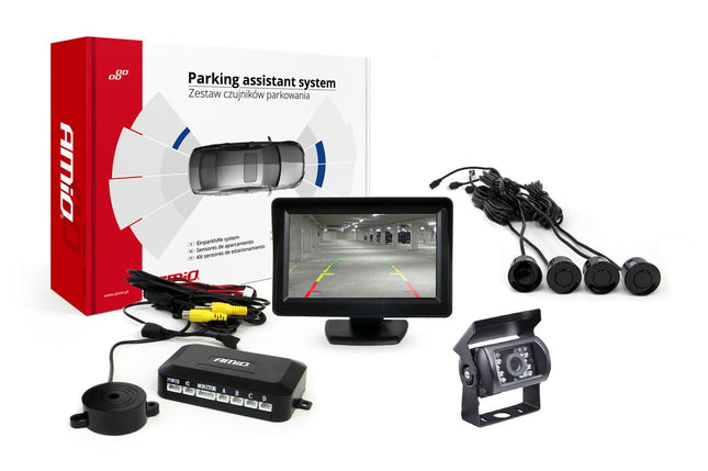 AMiO Parkeerhulpsysteem TFT01 43" met HD-501-IR 4 sensoren zwart - VCTparts.nl