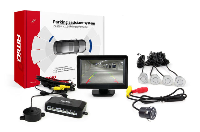 AMiO Parkeerhulpsysteem TFT01 43" met HD-307-IR 4 sensoren zilver - VCTparts.nl