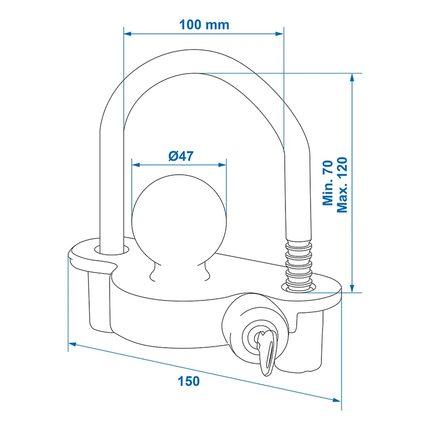 ProPlus Aanhanger Koppelingsslot met Beugel en Cilinderslot [Aanhangerslot - Disselslot- RVS] - VCTparts.nl