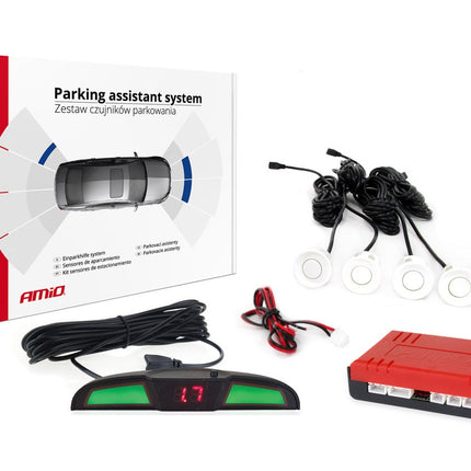 AMiO Parkeerhulpsysteem LED COB 4 sensor wit - VCTparts.nl