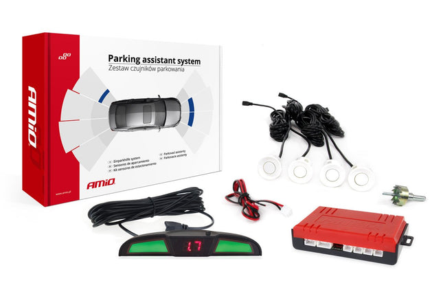 AMiO Parkeerhulpsysteem LED COB 4 sensor wit - VCTparts.nl