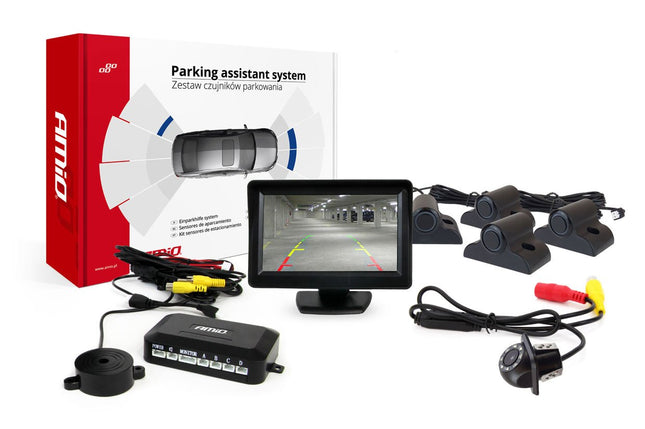 AMiO Parkeerhulpsysteem TFT01 43" met HD-305-LED 4 sensoren zwart Truck - VCTparts.nl