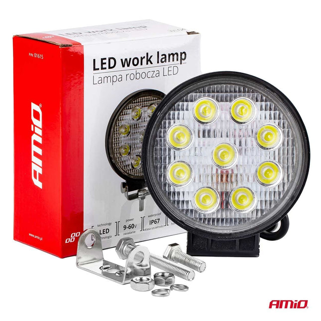 AMiO Krachtige Werklamp AWL04 9 LED FLOOD 9-60V Verstraler Spot Robuust Offroad - VCTparts.nl