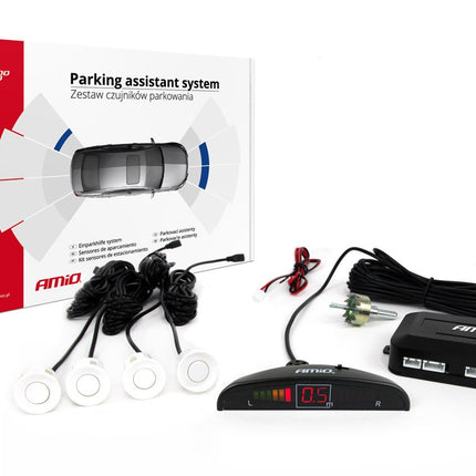 AMiO Parkeerhulpsysteem LED 4 sensor wit - VCTparts.nl