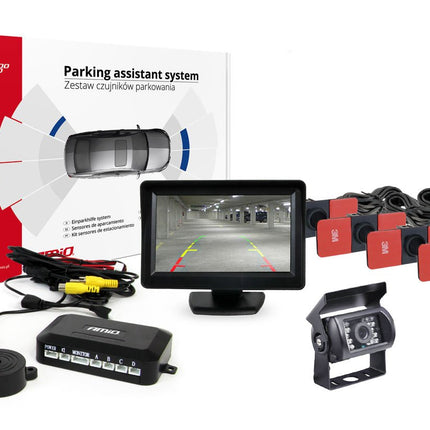 AMiO Parkeerhulpsysteem TFT01 43" met HD-501-IR 4 sensoren zwart binnenmontage - VCTparts.nl