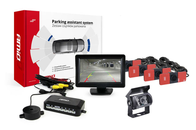 AMiO Parkeerhulpsysteem TFT01 43" met HD-501-IR 4 sensoren zwart binnenmontage - VCTparts.nl