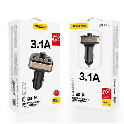 Dudao  FM Transmitter Bluetooth Autolader MP3 3.1 A 2x USB Zwart - VCTparts.nl