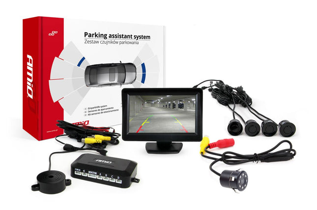 AMiO Parkeerhulpsysteem TFT01 43" met HD-307-IR 4 sensoren zwart - VCTparts.nl