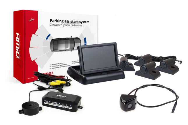 AMiO Parkeerhulpsysteem TFT02 43 inch met HD-310-LED en 4 Sensoren Zwart Truck - VCTparts.nl