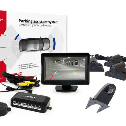 AMiO Parkeerhulpsysteem TFT01 43 inch met HD-502-IR en 4 Sensoren Zwart Truck - VCTparts.nl