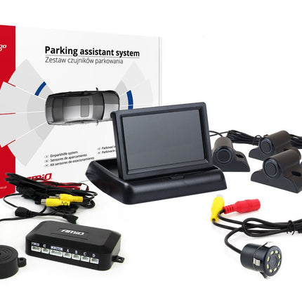 AMiO Parkeerhulpsysteem TFT02 43 inch met HD-308-LED en 4 Sensoren Zwart Truck - VCTparts.nl