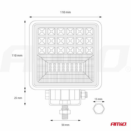 AMiO Krachtige Werklamp AWL12 42 LED COMBO (2 standen) 9-36V Verstraler Spot Robuust Offroad - VCTparts.nl