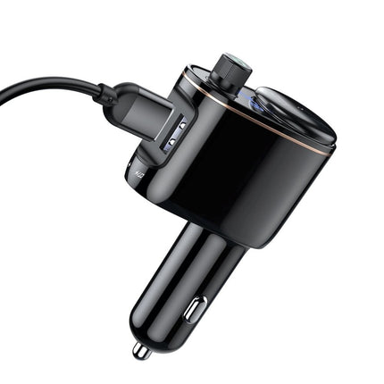 Baseus Bluetooth Muziek FM Transmitter Autolader 2x USB 3.4A Zwart - VCTparts.nl