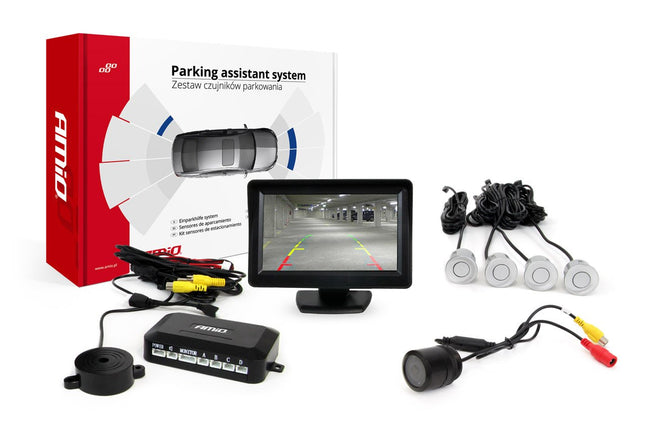 AMiO Parkeerhulpsysteem TFT01 43" met HD-301-IR 4 sensoren zilver - VCTparts.nl