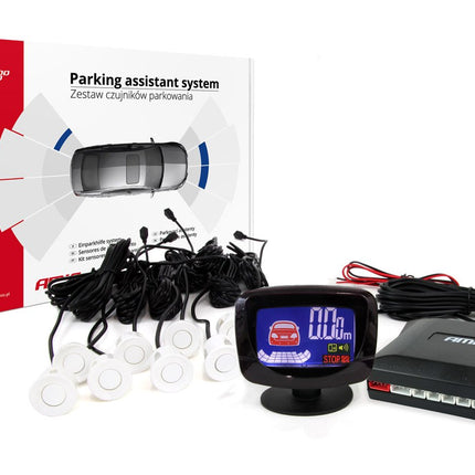 AMiO Parkeerhulpsysteem LED-GRAF 8 sensor wit - VCTparts.nl