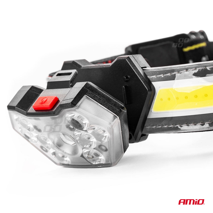 AMiO LED Hoofdlamp met Oplaadbare Batterij en 5 Lichtmodi – 6500K Wit Licht - VCTparts.nl