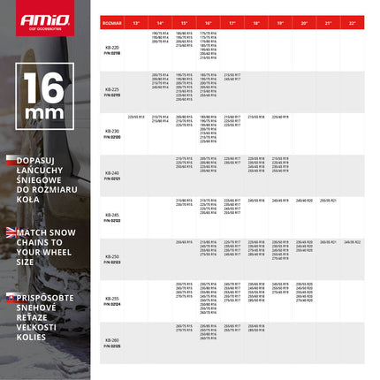 AMiO Sneeuw Kettingen Gehard Staal 16 mm 4x4 KB-225 7500 kg - VCTparts.nl