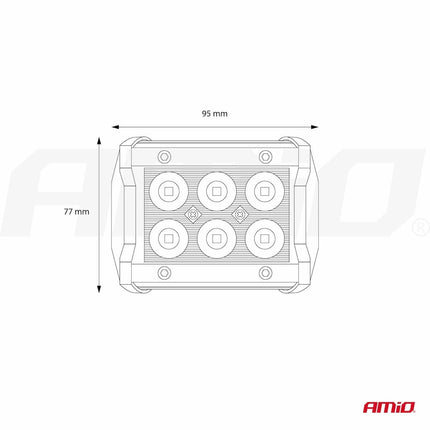 AMiO Krachtige Werklamp AWL17 6LED FLOOD 9-36V Verstraler Spot Robuust Offroad - VCTparts.nl