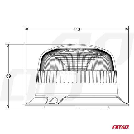 AMiO Stroboscoop Zwaailicht Waarschuwingslamp W21ML 12/24V IP56 Oranje R65 R10 - VCTparts.nl