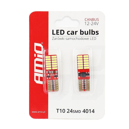 AMiO LED CANBUS 24SMD 4014 T10e (W5W) Wit 12V/24V - VCTparts.nl