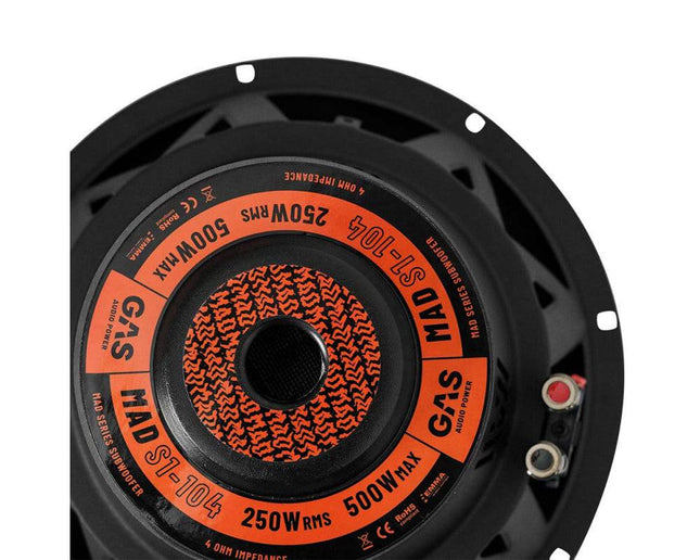 Gas Audio Power Gas Mad Level 1 Subwoofer 10" 4 Ohm voor Auto Geluidssystemen en Hoogwaardige Geluidskwaliteit - VCTparts.nl