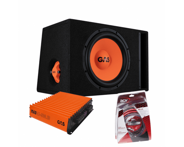 Gas Audio Power Gas Mad Subwoofer Set Mad B2-112 (gepoort) + Mad A1-500.1d + Wk-20 voor Auto Geluidssystemen en Hoogwaardige Geluidskwaliteit - VCTparts.nl