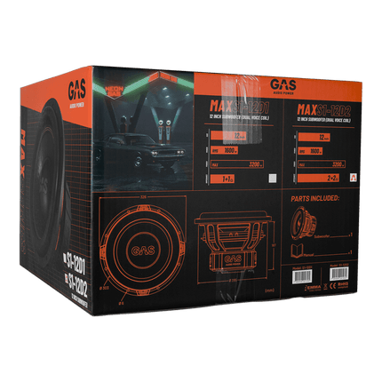 Gas Audio Power Gas Max Level 2 Subwoofer 12" 2x2 Ohm voor Auto Geluidssystemen en Hoogwaardige Geluidskwaliteit - VCTparts.nl