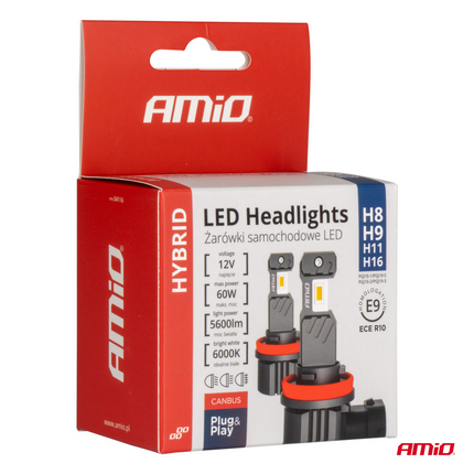 AMIO LED -Scheinwerfer/ Nebelscheinwerfer Hybrid Serie H8/ H9/ H11 Weiß 6000K - 5600LM Canbus 60W