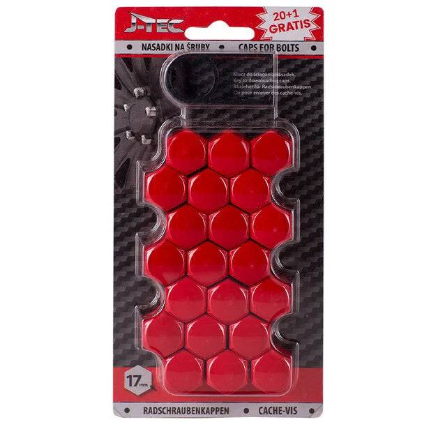 J-tec Rad Bolt Rad Muss 17 mm Kappen Schutzabdeckungsdächer rot 20 Stücke (Set)