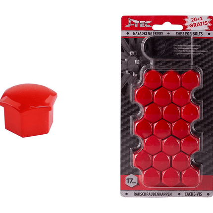 J-tec Rad Bolt Rad Muss 17 mm Kappen Schutzabdeckungsdächer rot 20 Stücke (Set)