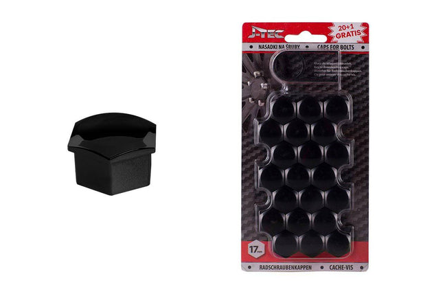 J-tec Rad Bolt Rad Muss 17 mm Kappen Schutzdeckel Caps Black 20 Stücke (Set)