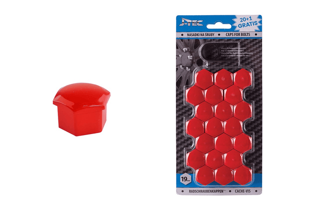 J-TEC Wielbout Wielmoer 19mm Doppen Beschermende Afdekkapjes Rood 20 stuks (set) - VCTparts.nl