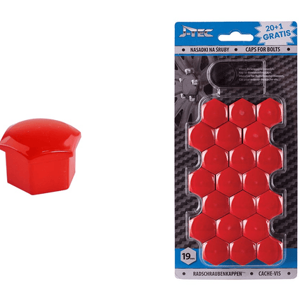 J-TEC Wielbout Wielmoer 19mm Doppen Beschermende Afdekkapjes Rood 20 stuks (set) - VCTparts.nl