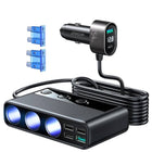 Joyroom Car Ladegerät mit Zigarette leichterer Splitter Snell Chart 154W Schwarz [3 x 12 V 4 x USB-A USB-C QC3.0 USB-A]