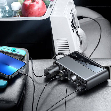 Joyroom Car Ladegerät mit Zigarette leichterer Splitter Snell Chart 154W Schwarz [3 x 12 V 4 x USB-A USB-C QC3.0 USB-A]