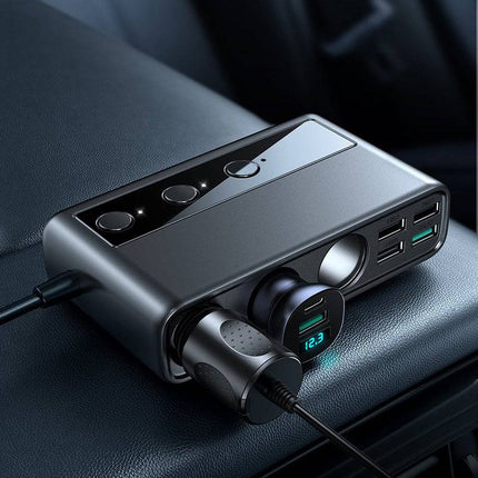 Joyroom Car Ladegerät mit Zigarette leichterer Splitter Snell Chart 154W Schwarz [3 x 12 V 4 x USB-A USB-C QC3.0 USB-A]