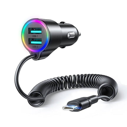 Joyroom Autolader Oplader USB-C & USB-A Snellader -  17W (1.5m) [Triple Fast Car Charger] - VCTparts.nl