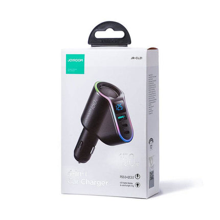 Joyroom Autolader Snellader 4 in 1 USB-A & USB-C -  150W Zwart [5x Fast Car Charger] - VCTparts.nl