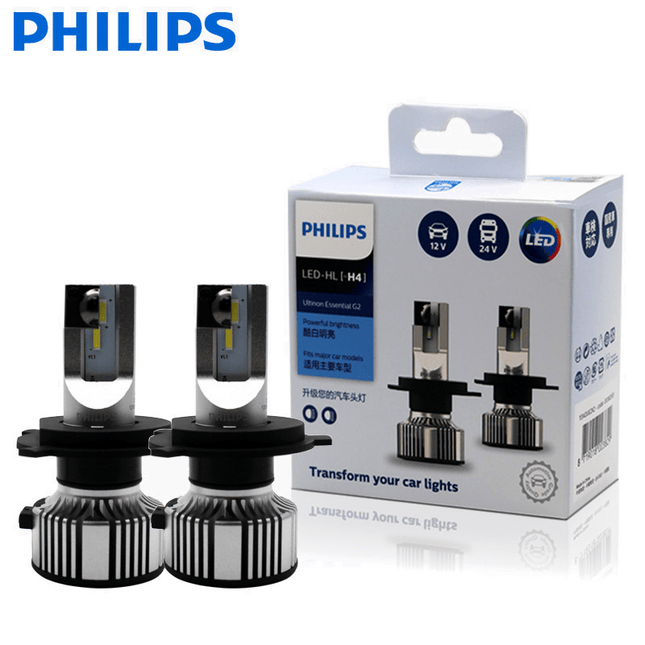 Philips H4 Ultinon LED 6500K Scheinwerfer Dimlich 12-24V Weiß (Set)