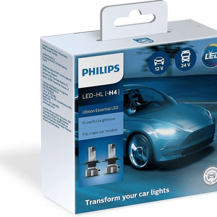 Philips H4 Ultinon LED 6500K Scheinwerfer Dimlich 12-24V Weiß (Set)