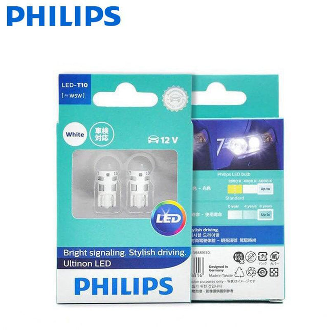 Philips Ultinon T10 LED 6000K Weiße Beleuchtung 12V W5W (Set) [Stadtbeleuchtung - Parkbeleuchtung - Nummernschildbeleuchtung - Innenbeleuchtung]