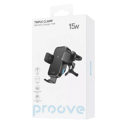 Proove Triple Clamp 15W Draadloze Oplader Autohouder - Geavanceerde Technologie voor Snelle en Veilige Oplading - VCTparts.nl