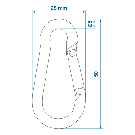 ProPlus Karabijnhaak Metaal 5x50mm - 2 stuks Sterke Bevestigingshaak Carabijn Musketon - VCTparts.nl