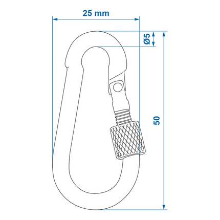 ProPlus Karabijnhaak Metaal 5x50mm met Schroefsluiting - 2 stuks Sterke Bevestigingshaak Carabijn Musketon - VCTparts.nl