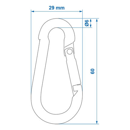 ProPlus Karabijnhaak Metaal 6x60mm - 2 stuks Sterke Bevestigingshaak Carabijn Musketon - VCTparts.nl