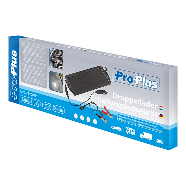 ProPlus Solar Zonnepaneel Druppellader 12V 15W Zuignap Sigarettenaansteker & Accuklem - VCTparts.nl